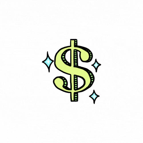 animated gif of a dollar sign and sparkles
